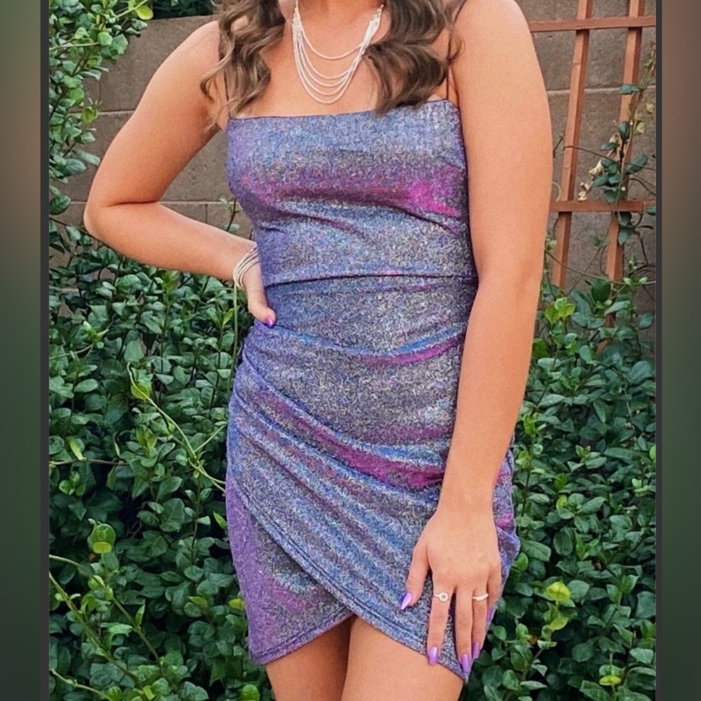 Shimmery purple dance homecoming dress